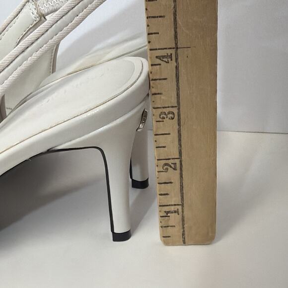 Karl Lagerfeld Rosalyn Slingback Pump High Heel Soft White Nappa Size 6 NIB